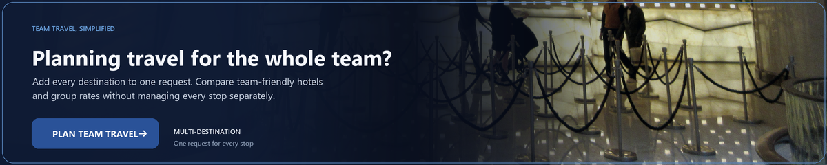 Planning travel for the whole team? Compare team-friendly hotels and group rates.