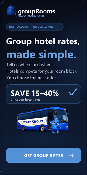 groupRooms — group hotel rates made simple. Save 15–40% on group hotel rates.